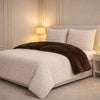 Comforter 4 Pcs Set Lumi Carve Prestige Top Fitted Bedsheet Poly Bag - Oatmeal & Brown Colour