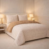 Comforter 4 Pcs Set Lumi Carve Prestige Top Fitted Bedsheet Poly Bag - Oatmeal Colour