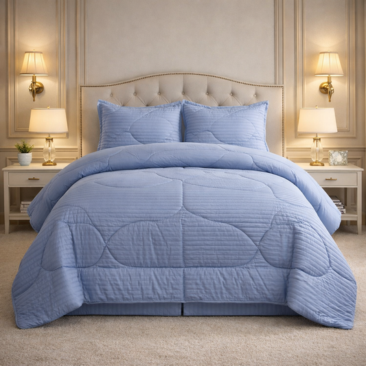 Comforter 4 Pcs Pure Aura Set Poly Bag - Sky Blue Colour