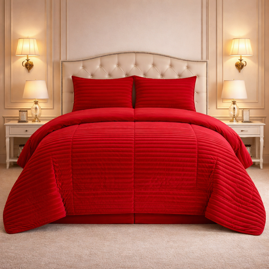 Comforter 4 Pcs Set Levora Comfort Premier Fitted Poly Bag - Red Colour