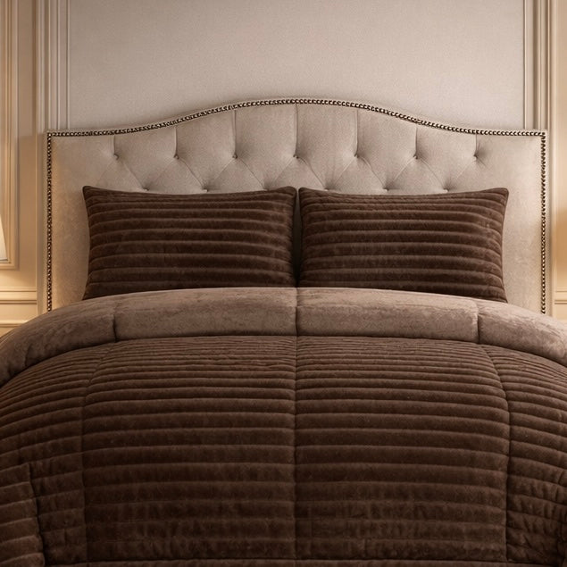 Comforter 4 Pcs Set Levora Comfort Premier Fitted Poly Bag - Brown Colour