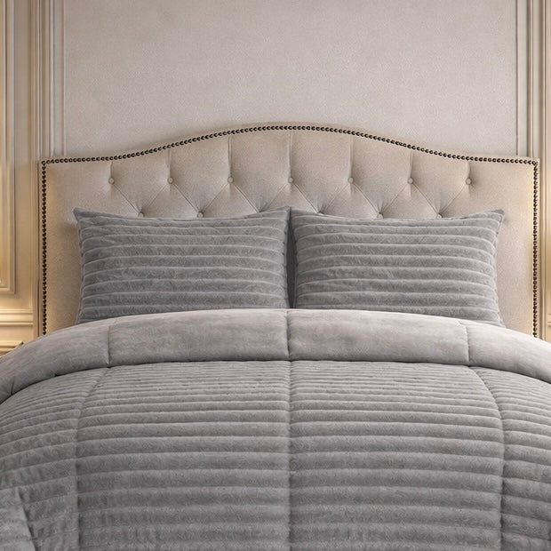 Comforter 4 Pcs Set Levora Comfort Premier Fitted Poly Bag - Gray Colour