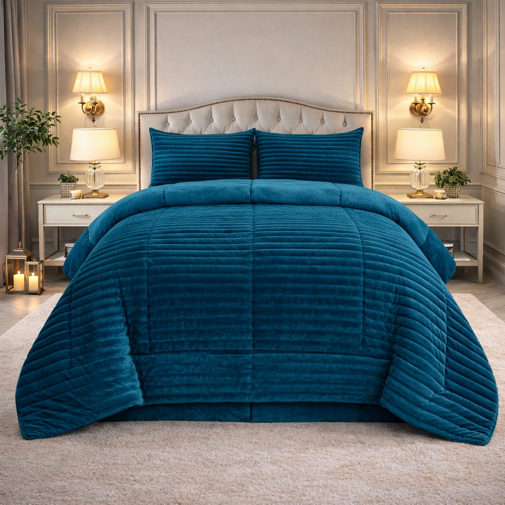 Comforter 4 Pcs Set Levora Comfort Premier Fitted Poly Bag - Deep Teal Colour