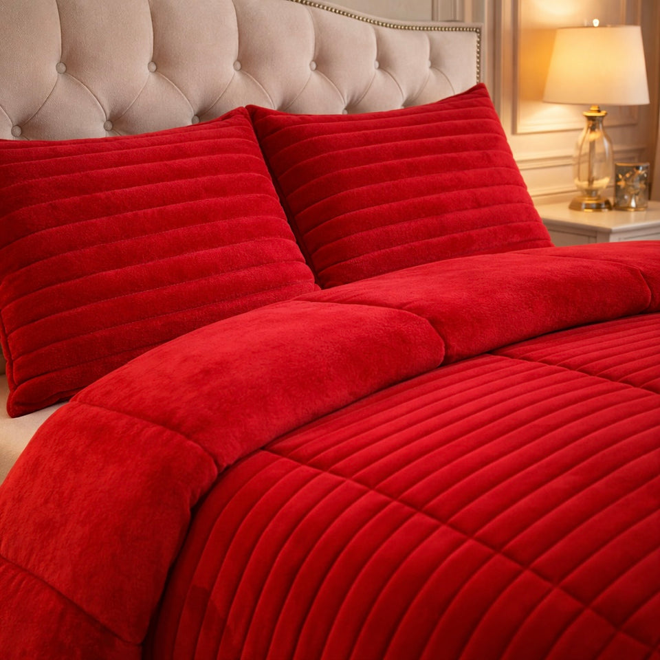 Comforter 4 Pcs Set Levora Comfort Premier Fitted Poly Bag - Red Colour