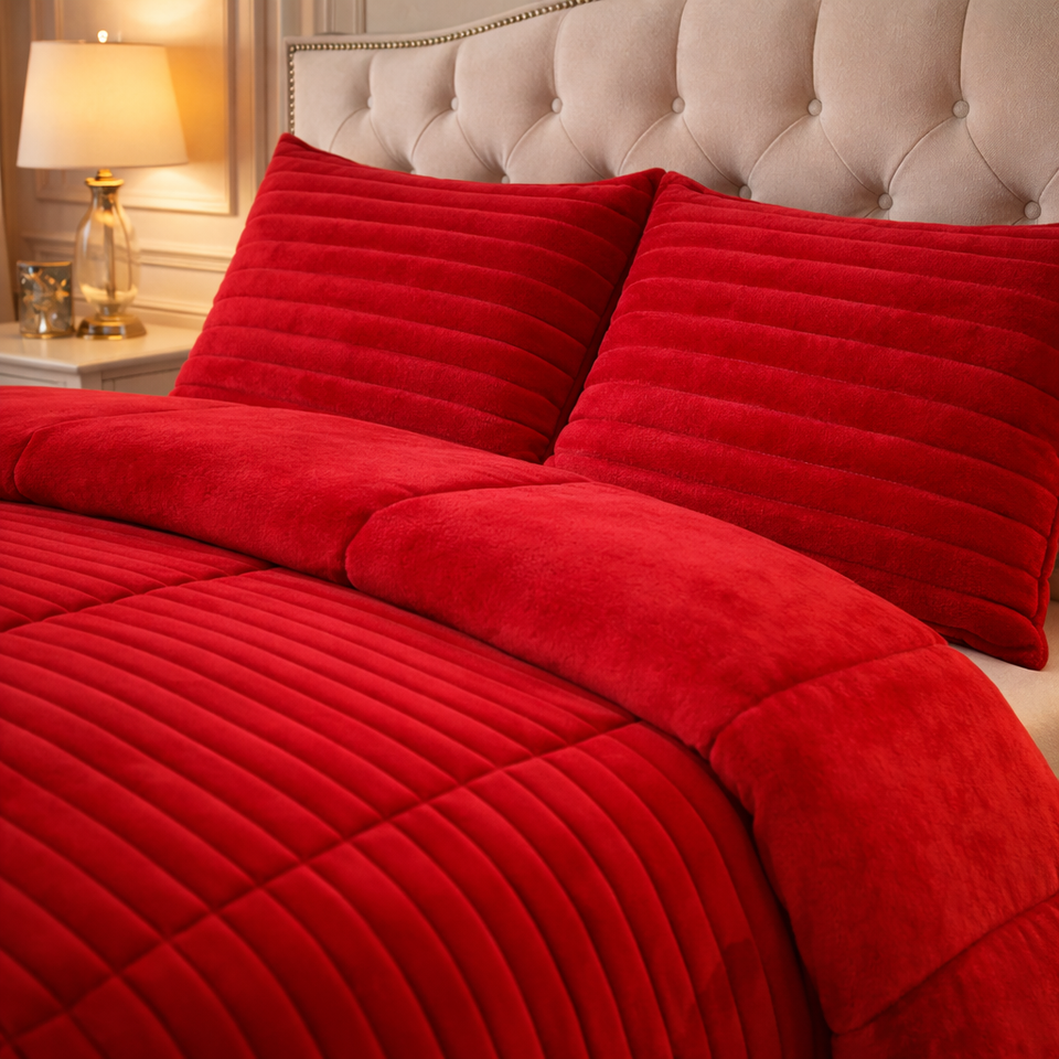 Comforter 4 Pcs Set Levora Comfort Premier Fitted Poly Bag - Red Colour