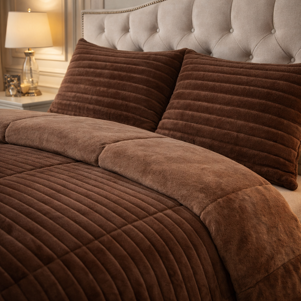 Comforter 4 Pcs Set Levora Comfort Premier Fitted Poly Bag - Brown Colour