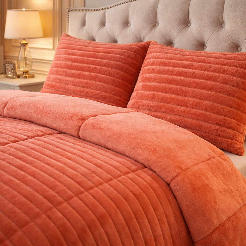 Comforter 4 Pcs Set Levora Comfort Premier Fitted Poly Bag - Orange Colour