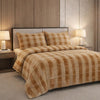 Comforter 4 Pcs Set Ornate Carve Poly Bag - Beige Colour