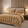Comforter 4 Pcs Set Ornate Carve Poly Bag - Beige Colour