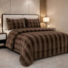 Comforter 4 Pcs Set Ornate Carve Poly Bag - Brown Colour