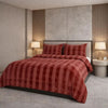 Comforter 4 Pcs Set Ornate Carve Poly Bag - Light Red Colour