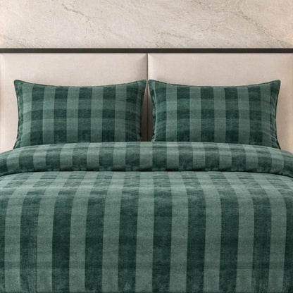 Comforter 4 Pcs Set Ornate Carve Poly Bag -  Dark Green Colour