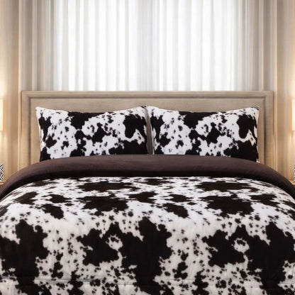Comforter 4 Pcs Set Savanna Signature Top Fitted Poly Bag - Black & White colour