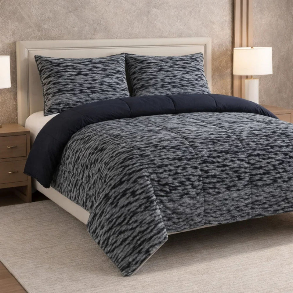 Comforter 4 Pcs Set Savanna Signature Top Fitted Poly Bag - Gray Colour
