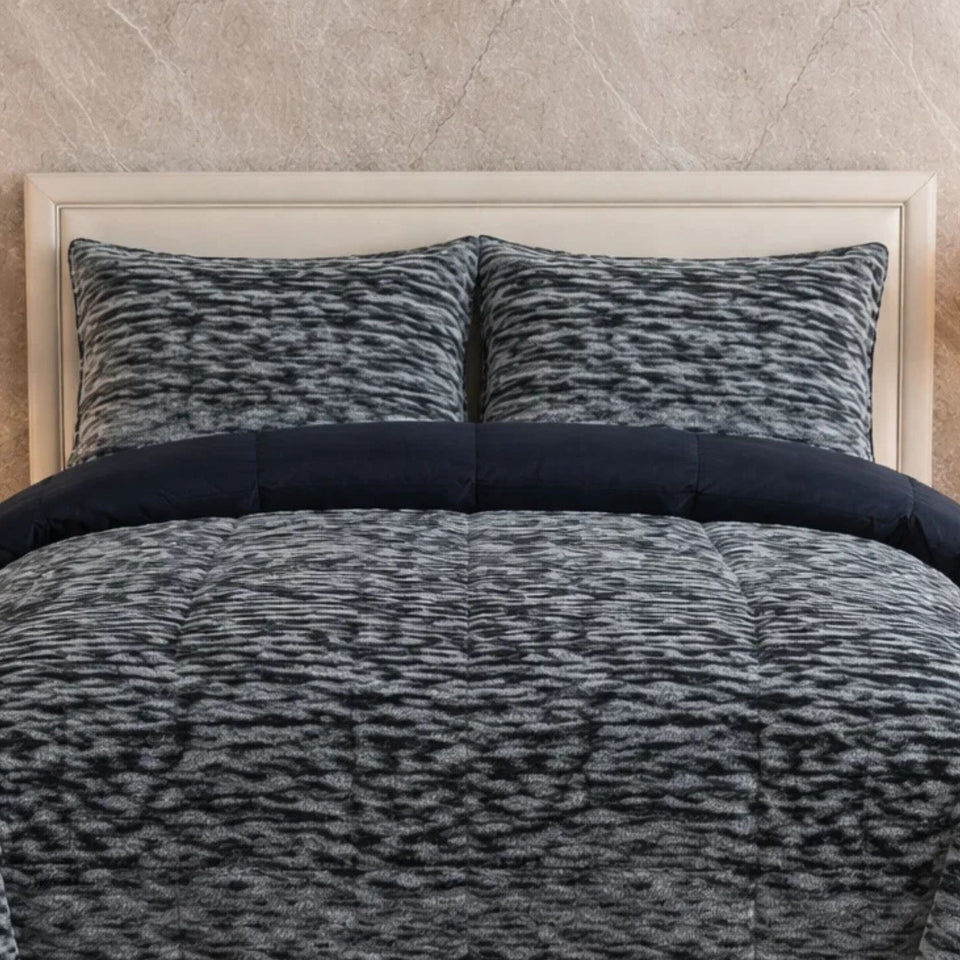 Comforter 4 Pcs Set Savanna Signature Top Fitted Poly Bag - Gray Colour