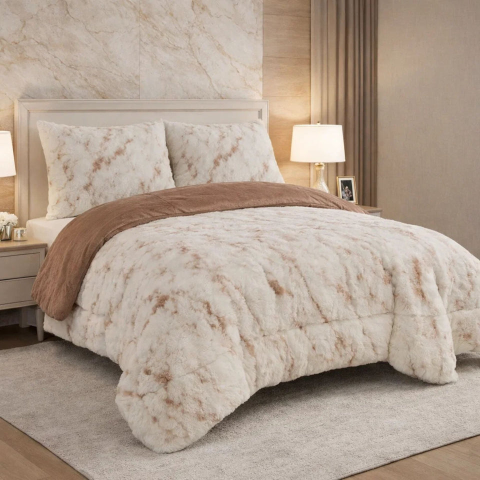 Comforter 4 Pcs Set Savanna Signature Top Fitted Poly Bag - Beige Colour