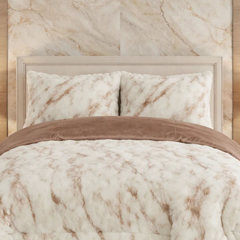 Comforter 4 Pcs Set Savanna Signature Top Fitted Poly Bag - Beige Colour