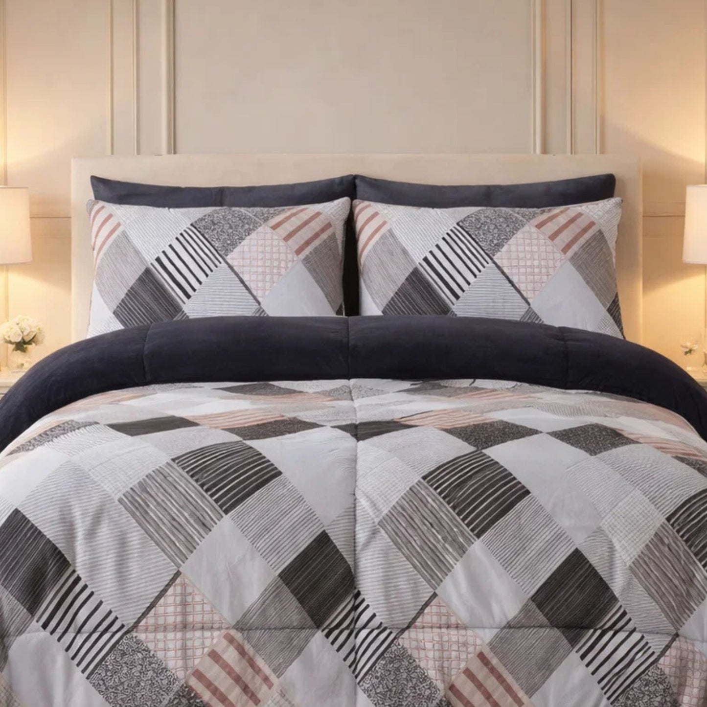 Comforter 6 Pcs Set Prime Rest Poly Bag - Black Colour