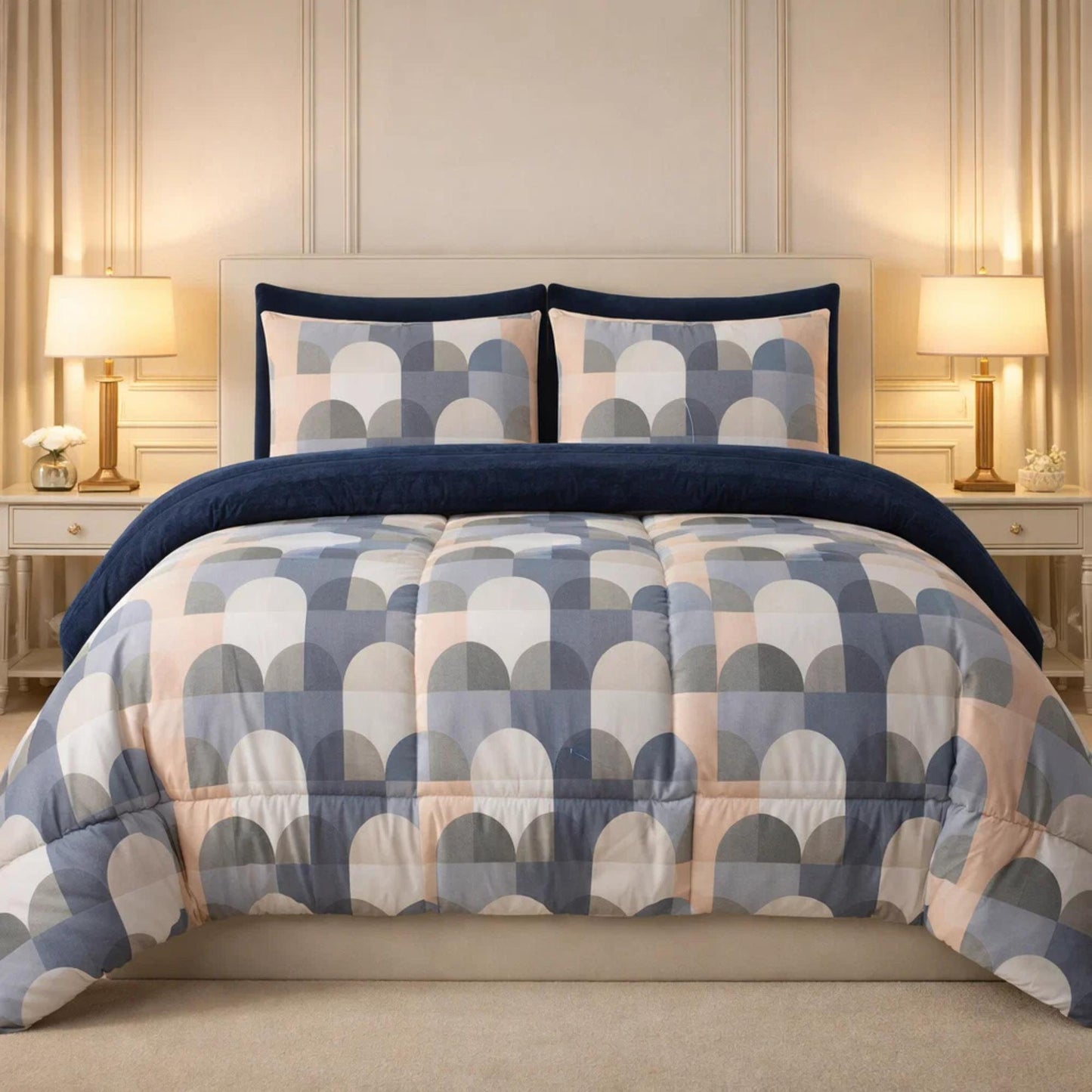 Comforter 6 Pcs Set Prime Rest Poly Bag - Navy Blue Colour