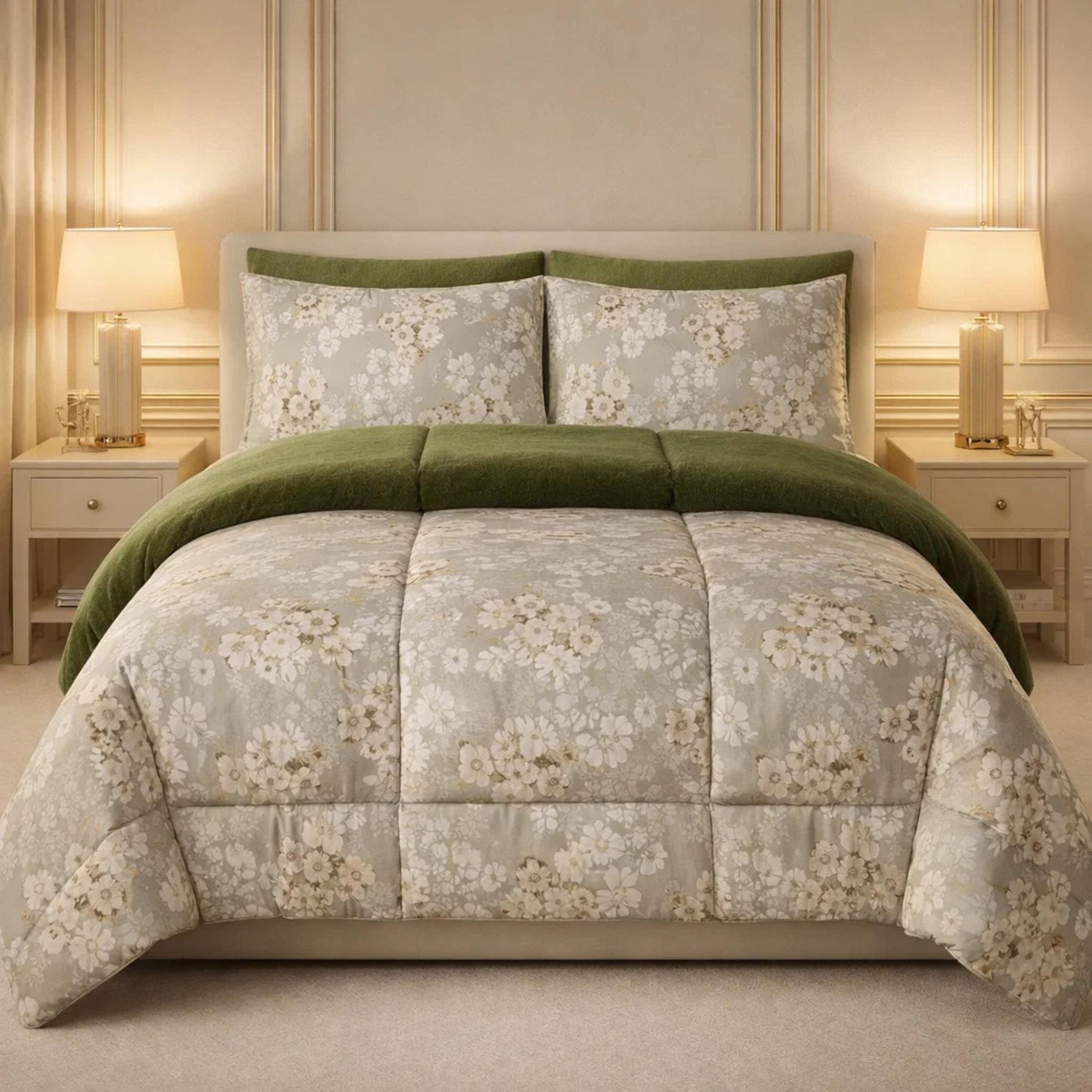 Comforter 6 Pcs Set Prime Rest Poly Bag - Olive Green Colour