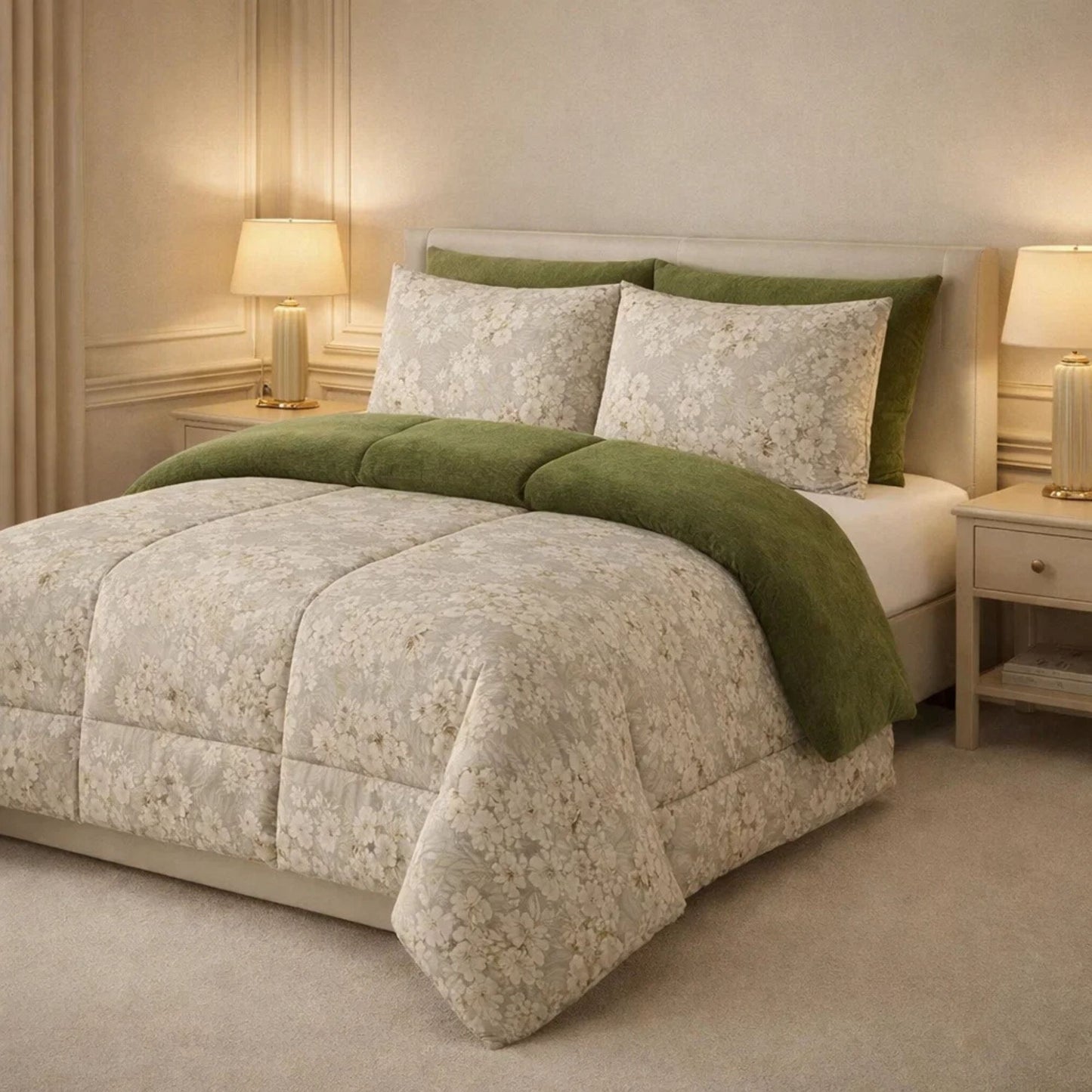 Comforter 6 Pcs Set Prime Rest Poly Bag - Olive Green Colour