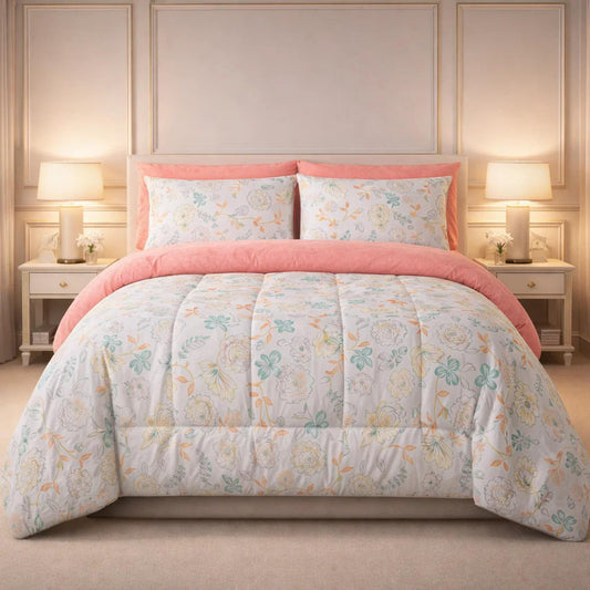 Comforter 6 Pcs Set Prime Rest Poly Bag - Coral Pink Colour