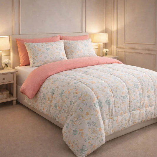 Comforter 6 Pcs Set Prime Rest Poly Bag - Coral Pink Colour