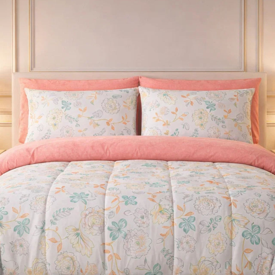Comforter 6 Pcs Set Prime Rest Poly Bag - Coral Pink Colour
