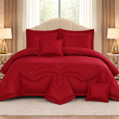Comforter 9 Pcs Set Honey Weave Luxe Poly Bag - Rudy Red Colour