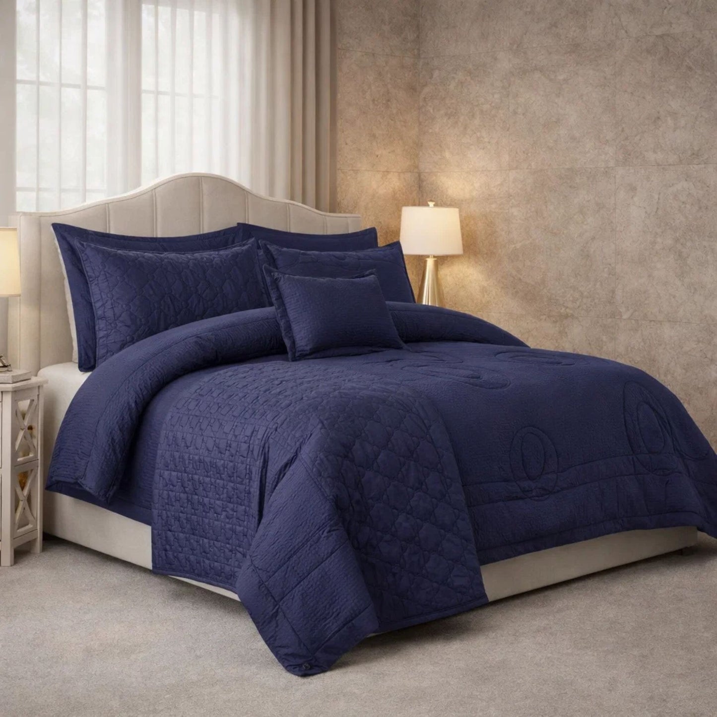 Comforter 9 Pcs Set Honey Weave Luxe Poly Bag - Midnight Plum Colour