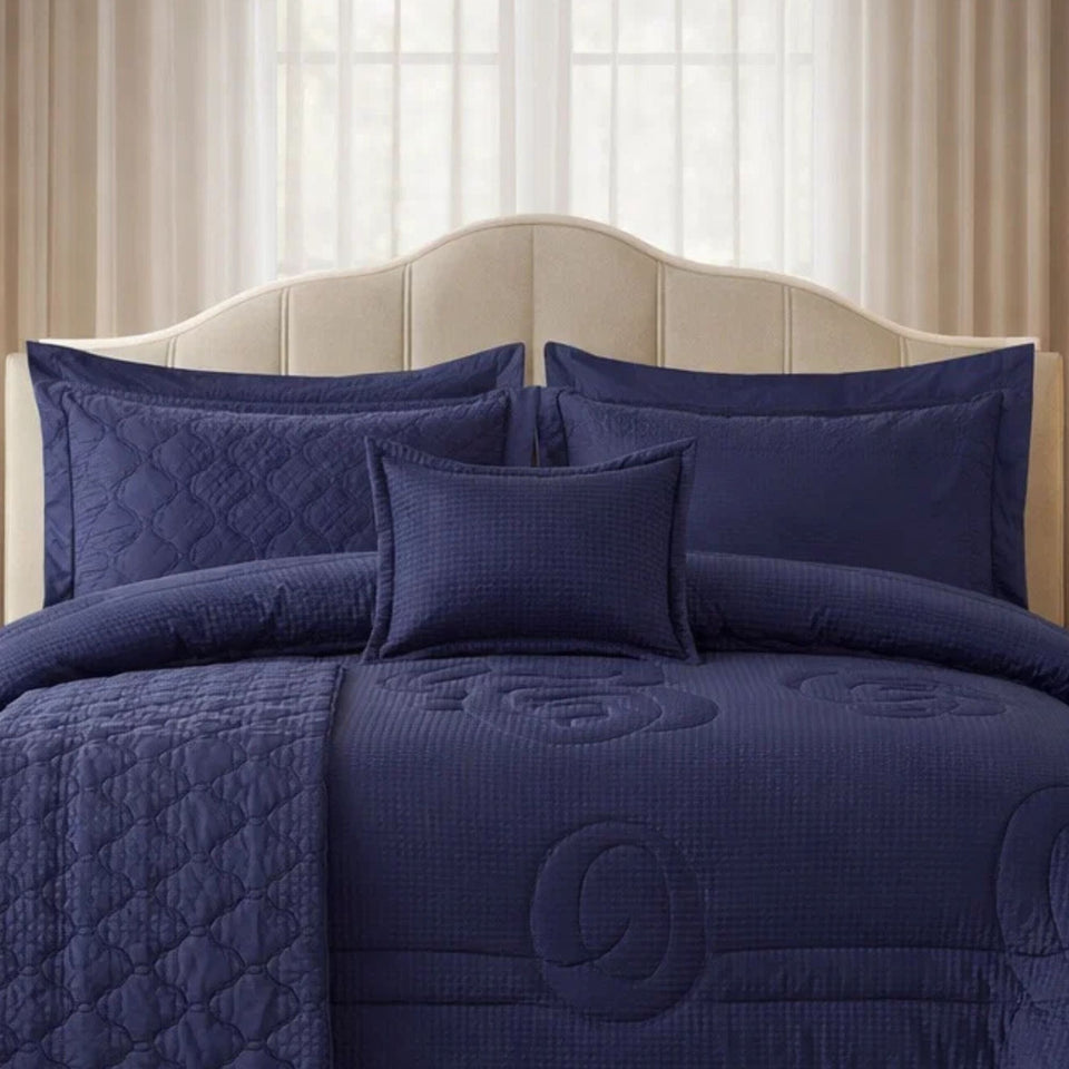 Comforter 9 Pcs Set Honey Weave Luxe Poly Bag - Midnight Plum Colour