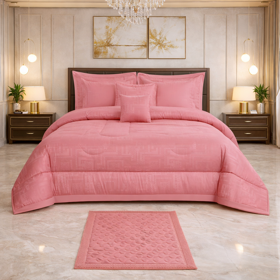 Comforter 9 Pcs Cotton Craft Textura Set Poly Bag - Flamingo Pink Colour