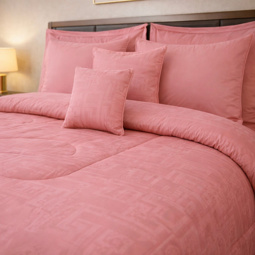 Comforter 9 Pcs Cotton Craft Textura Set Poly Bag - Flamingo Pink Colour