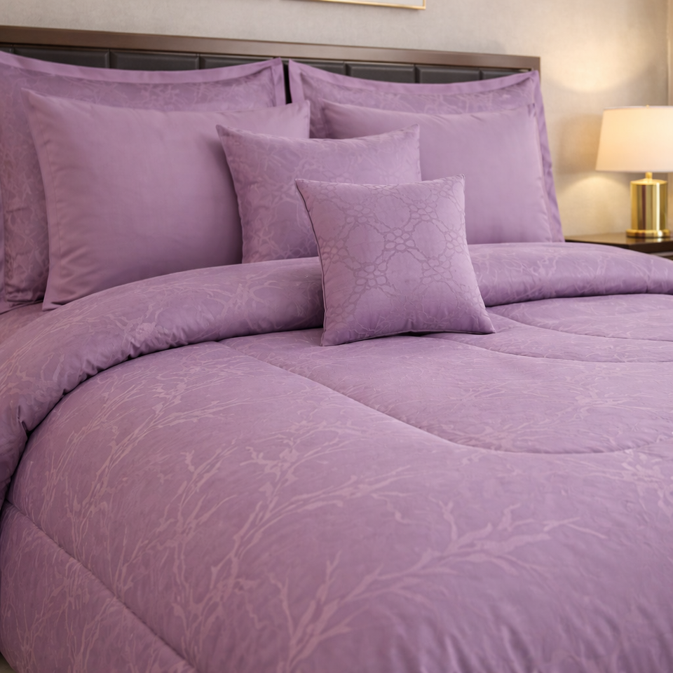 Comforter 9 Pcs Cotton Craft Textura Set Poly Bag - Purple Colour