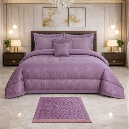 Comforter 9 Pcs Cotton Craft Textura Set Poly Bag - Purple Colour