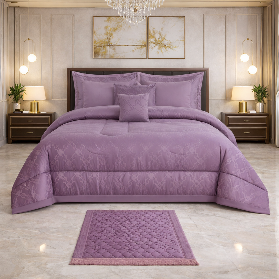 Comforter 9 Pcs Cotton Craft Textura Set Poly Bag - Purple Colour
