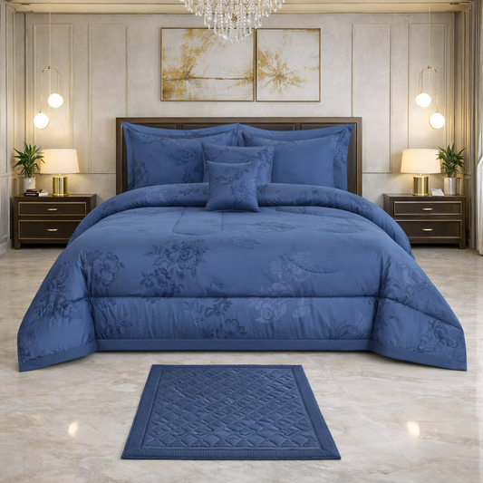 Comforter 9 Pcs Cotton Craft Textura Set Poly Bag - Blue Colour