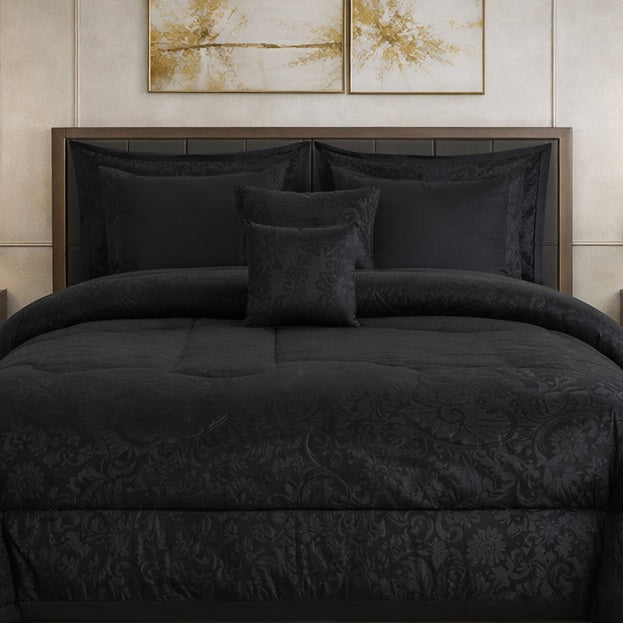 Comforter 9 Pcs Cotton Craft Textura Set Poly Bag - Charcoal Black Colour