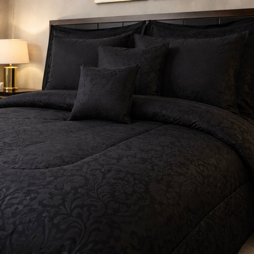Comforter 9 Pcs Cotton Craft Textura Set Poly Bag - Charcoal Black Colour