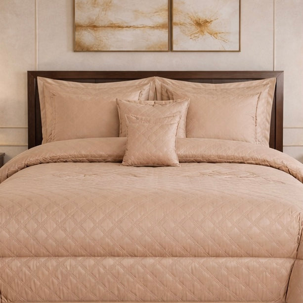 Comforter 9 Pcs Cotton Craft Textura Set Poly Bag - Beige Colour