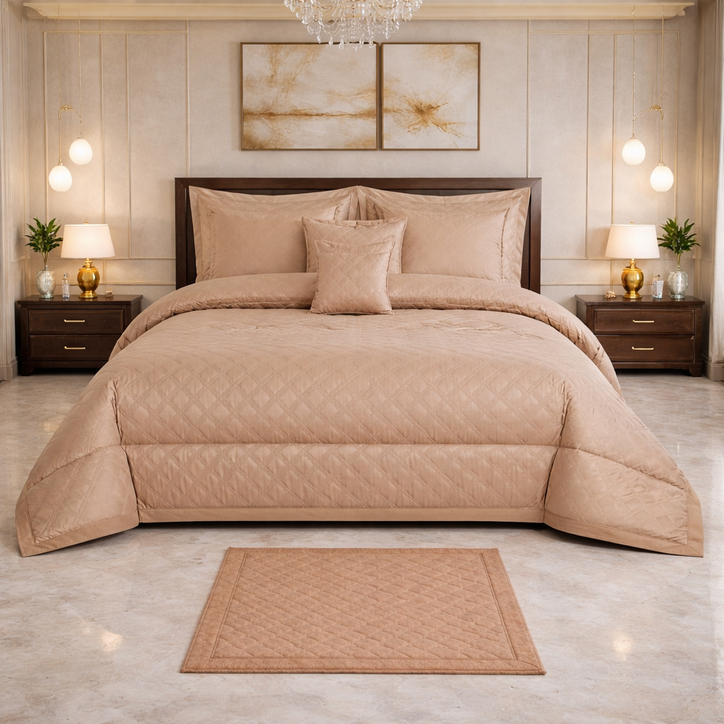 Comforter 9 Pcs Cotton Craft Textura Set Poly Bag - Beige Colour