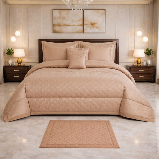 Comforter 9 Pcs Cotton Craft Textura Set Poly Bag - Beige Colour