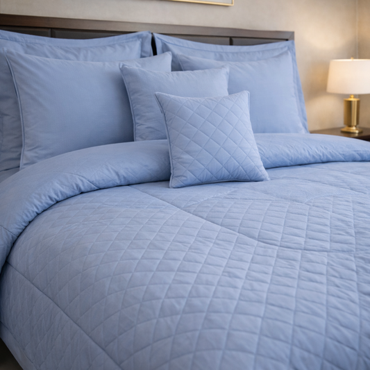 Comforter 9 Pcs Cotton Craft Textura Set Poly Bag - Sky Blue Colour