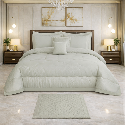 Comforter 9 Pcs Cotton Craft Textura Set Poly Bag - Sage Green Colour