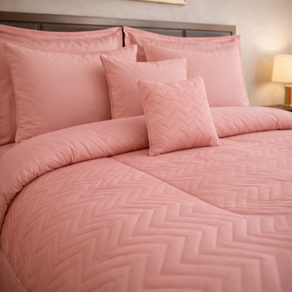 Comforter 9 Pcs Cotton Craft Textura Set Poly Bag - Pink Colour
