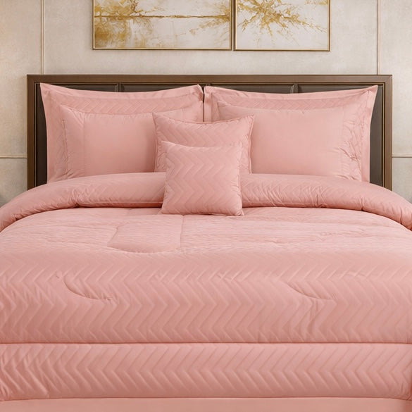 Comforter 9 Pcs Cotton Craft Textura Set Poly Bag - Pink Colour