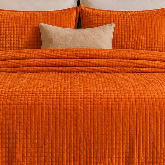 Crest Cashmere Fleece Blanket King Size - Orange Colour