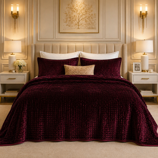 Crest Cashmere Fleece Blanket King Size - Charcoal Rose Colour