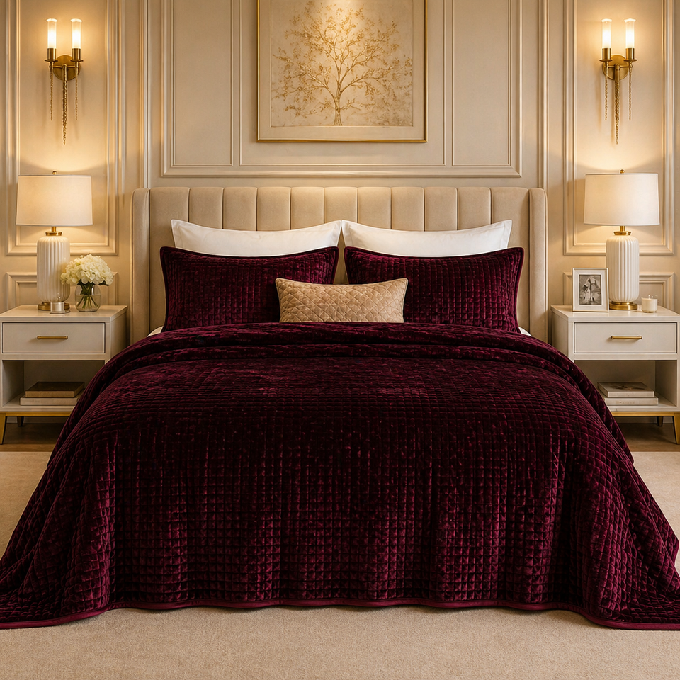 Crest Cashmere Fleece Blanket King Size - Charcoal Rose Colour