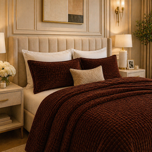 Crest Cashmere Fleece Blanket King Size - Brown Colour